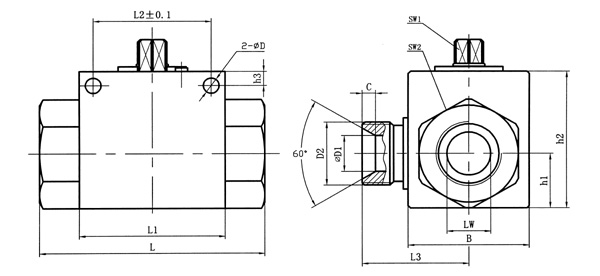 VH3V二位三通高壓球閥外形結(jié)構(gòu)圖 VH3V二位三通高壓球閥(圖3)