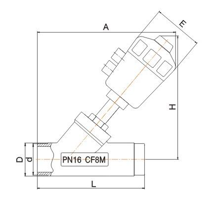 JF2000蒸汽氣動角座閥外形結構圖 JF2000蒸汽氣動角座閥(圖6)