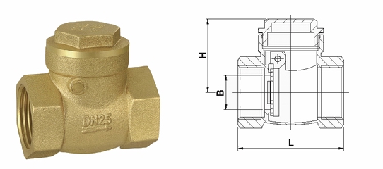 H14W黃銅旋啟式止回閥外形結(jié)構(gòu)圖 H14W,H44W黃銅旋啟式止回閥(圖1)
