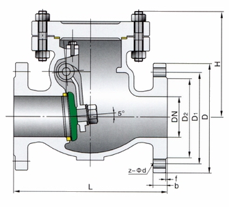H44H、H44W高溫旋啟式止回閥外形結(jié)構(gòu)圖 H44H,H44W高溫旋啟式止回閥(圖1)