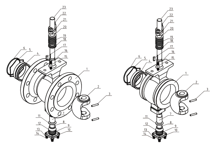 氣動V型球閥內部結構圖 氣動V型球閥(圖2)