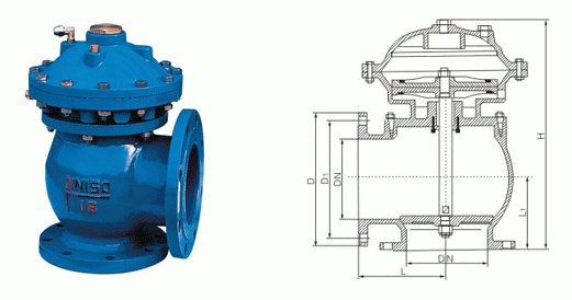 JM744X、JM644X隔膜式快開(kāi)排泥閥外形結(jié)構(gòu)圖 JM744X,JM644X隔膜式快開(kāi)排泥閥(圖1)