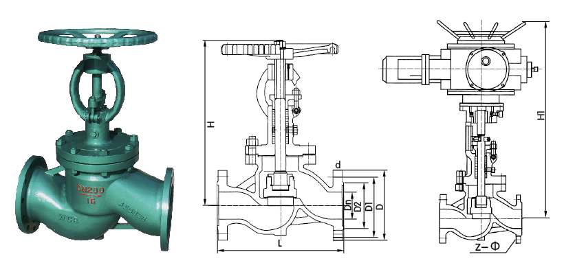 DSJ41H水封截止閥外形結構圖 DSJ41H,DSJ61H水封截止閥(圖2)
