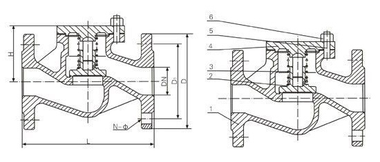 H41H、H41W德標升降式止回閥外形結構圖 H41H,H41W德標升降式止回閥(圖1)