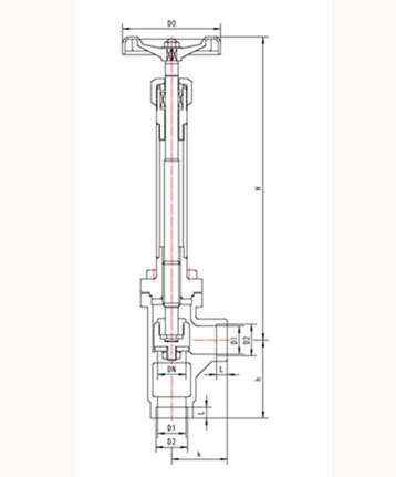 DJ64Y低溫角式截止閥外形結構圖 DJ64Y,DJ44Y低溫角式截止閥(圖1)