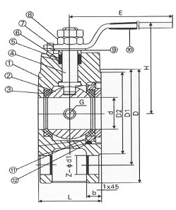 BQ71F對夾式保溫球閥外形結構圖 BQ71F對夾式保溫球閥(圖2)