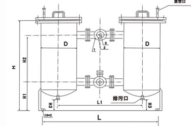 GHG雙筒過濾器外形結構圖 GHG雙筒過濾器(圖1)