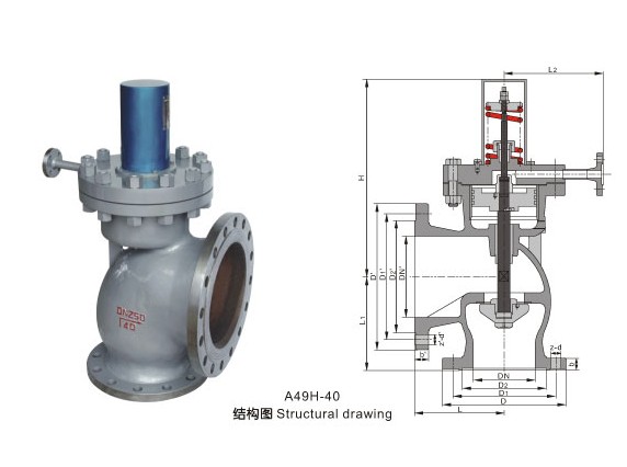A49H、A49Y蒸汽主安全閥外形結構圖 A49H,A49Y蒸汽主安全閥(圖1)