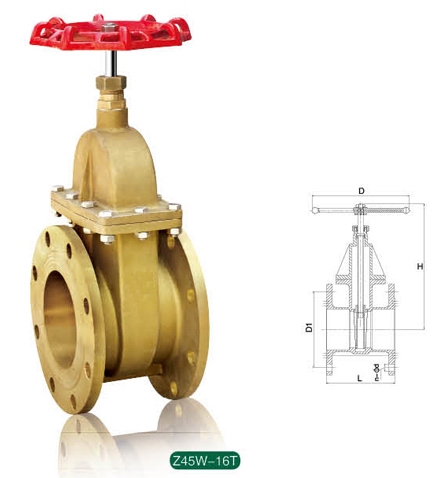 Z45W-16T黃銅閘閥外形結構圖 Z15W,Z45W黃銅閘閥(圖2)