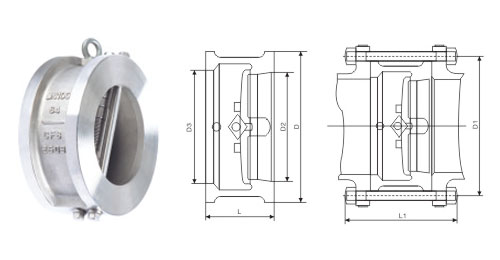 H76H、H76W、H76X對夾式蝶形止回閥外形結構圖 H76H,H76W,H76X對夾式蝶形止回閥(圖1)