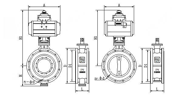 D641X氣動法蘭蝶閥外形結構圖 D641X氣動法蘭蝶閥(圖1)