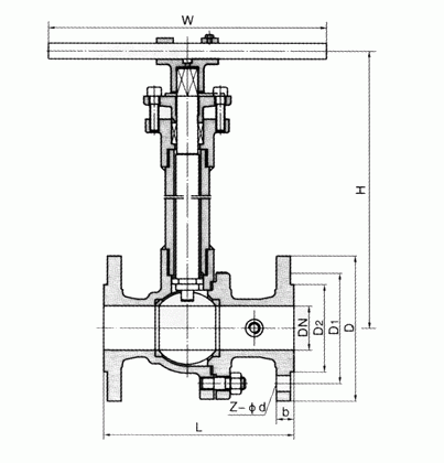 (DQ41Y/F)法蘭低溫球閥外形結構圖 DQ41Y,DQ41F法蘭低溫球閥(圖1)