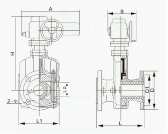 GJ941X電動(dòng)管夾閥外形結(jié)構(gòu)圖 GJ941X電動(dòng)管夾閥(圖1)