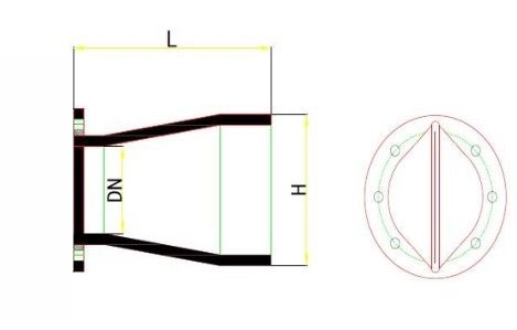 XH41X橡膠排污止回閥外形結構圖 XH41X橡膠排污止回閥(圖1)