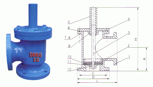 SSDF水上式底閥外形結構圖 SSDF水上式底閥(圖1)