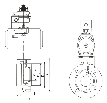 Q671F氣動對夾式球閥結構圖 Q671F氣動對夾式球閥(圖1)