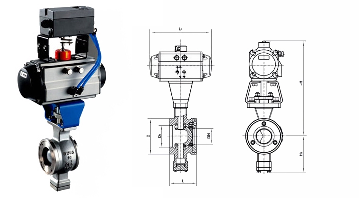 VQ670(F/H/Y)對夾式氣動V型球閥結構圖 氣動V型球閥(圖4)