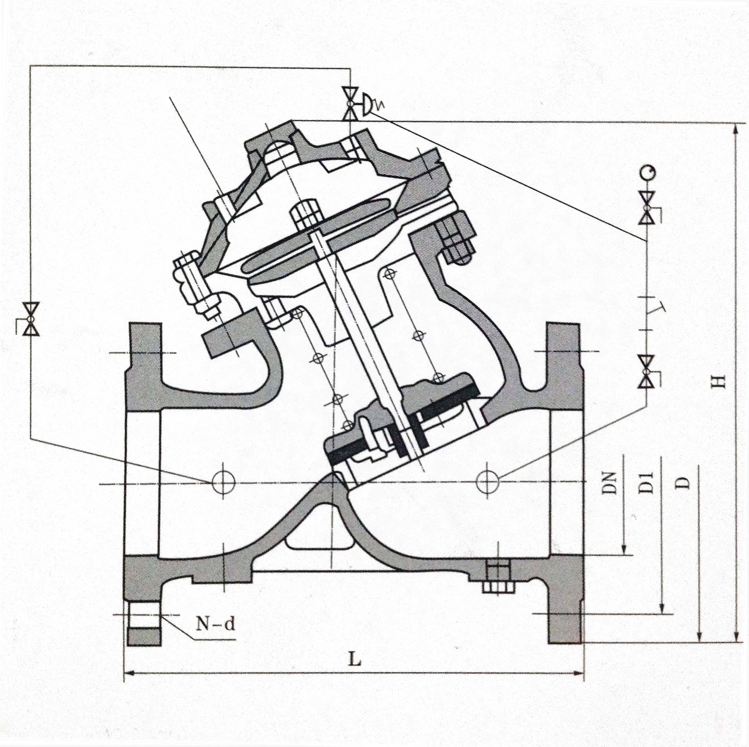 AX742X安全泄壓持壓閥外形結構圖 AX742X安全泄壓持壓閥(圖1)