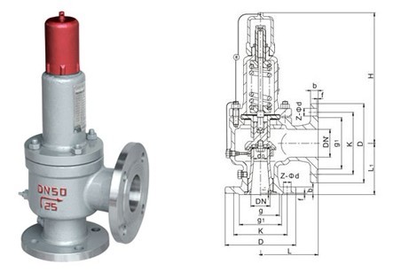 AH42F、A42F天然氣安全閥外形結構圖 AH42F,A42F天然氣安全閥(圖1)