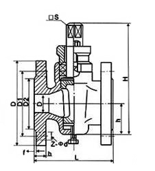 X43W-1.0P二通不銹鋼旋塞閥外形結構圖 X43W-1.0P二通不銹鋼旋塞閥(圖1)