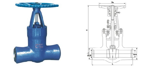 Z61H高溫高壓對焊閘閥(手動)外形結(jié)構(gòu)圖 Z61H高溫高壓對焊閘閥(圖1)