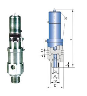AQ空壓機高壓安全閥外形結構圖 AQ空壓機高壓安全閥(圖1)