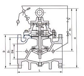 100D定水位閥外形結(jié)構(gòu)圖 100D定水位閥(圖1)