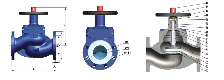 WJ41H暗桿波紋管截止閥外形結構圖 WJ41H暗桿波紋管截止閥(圖1)