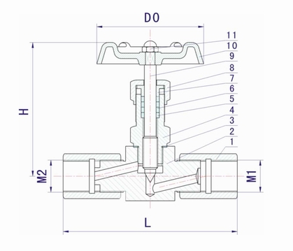JJM1壓力表針型閥外形結構圖 JJM1,JJM8壓力表針型閥(圖1)