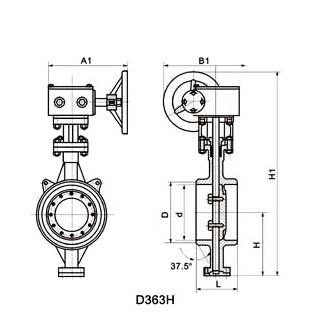 D363H美標焊接蝶閥外形結(jié)構圖 D363H美標焊接蝶閥(圖1)