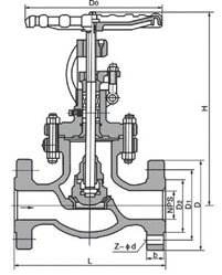 J41W不銹鋼日標截止閥外形結構圖 J41W不銹鋼日標截止閥(圖1)