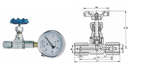 JJM8壓力表截止閥外形結構圖 JJM1壓力表截止閥(圖1)