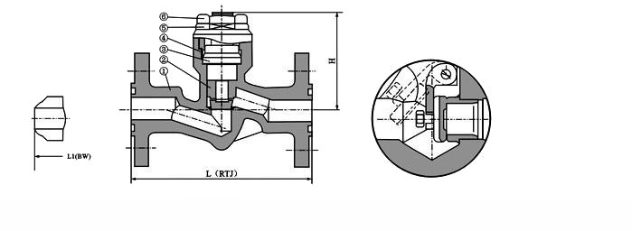H41Y、H41H鍛鋼高壓止回閥外形結構圖 H41Y,H41H鍛鋼高壓止回閥(圖2)
