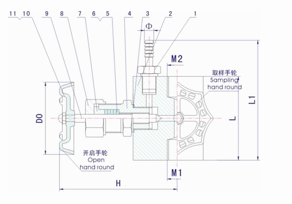 GMJ11F高密封取樣閥外形結(jié)構(gòu)圖 GMJ11F高密封取樣閥(圖1)