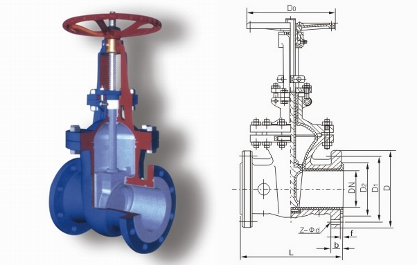 Z41F46襯氟閘閥外形結(jié)構(gòu)圖 Z41F46襯氟閘閥(圖1)