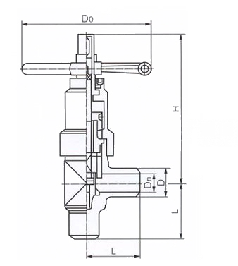 L/J67Y平衡角式截止閥外形結構圖 J47Y,J67Y平衡角式截止閥(圖2)