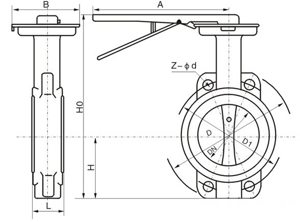 D71X不銹鋼蝶閥外形結(jié)構(gòu)圖 D71X不銹鋼蝶閥(圖1)