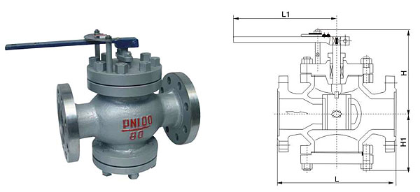 T40H給水回轉式調節閥外形結構圖 T40H給水回轉式調節閥(圖1)