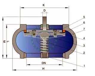 H71XT對夾式消聲止回閥外形結構圖 H71XT對夾式消聲止回閥(圖1)