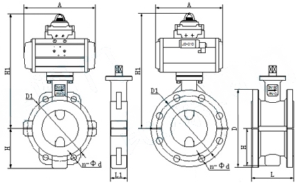 D671F46氣動(dòng)襯氟對(duì)夾蝶閥(圖1)