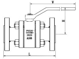 (法蘭)高壓硬密封球閥結(jié)構(gòu)圖 Q41Y高壓硬密封球閥(圖1)