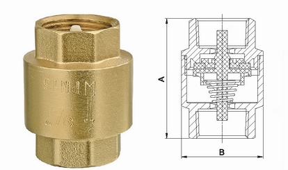 H12W黃銅止回閥外形結構圖 H12W,H14W,H44W黃銅止回閥(圖1)