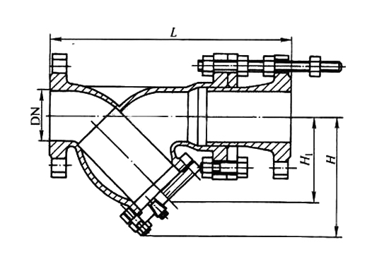 GL41H 鑄鐵Y型過濾器外形結構圖 GL41H鑄鐵Y型過濾器(圖2)