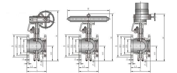 PQ640H/Y/F氣動偏心半球閥外形結構圖 PQ640F,PQ640Y,PQ640H氣動偏心半球閥(圖2)