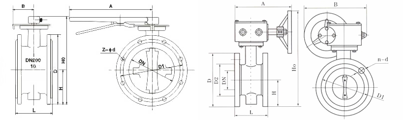 D341X手動法蘭軟密封蝶閥外形結(jié)構(gòu)圖 D341X手動法蘭軟密封蝶閥(圖1)