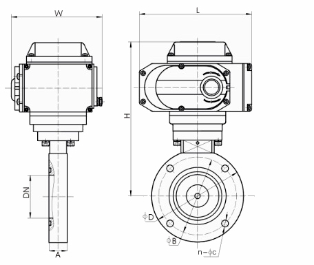 GID電動真空蝶閥外形結構圖 GID電動真空蝶閥(圖1)