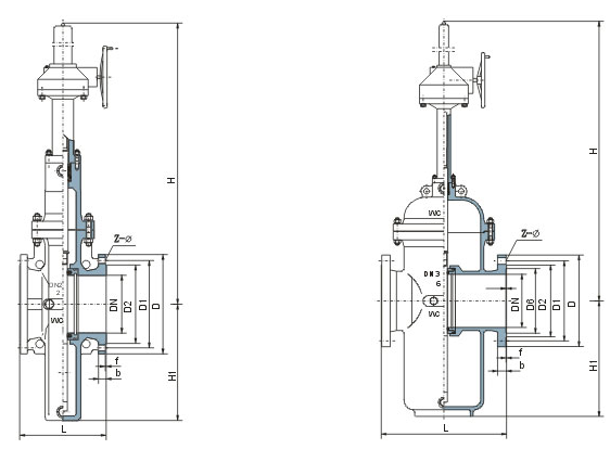 Z543WF傘齒輪平板閘閥結構圖 Z543WF傘齒輪平板閘閥(圖1)