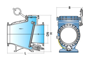 HH44X微阻緩閉式止回閥外形結構圖 HH44X微阻緩閉式止回閥(圖1)