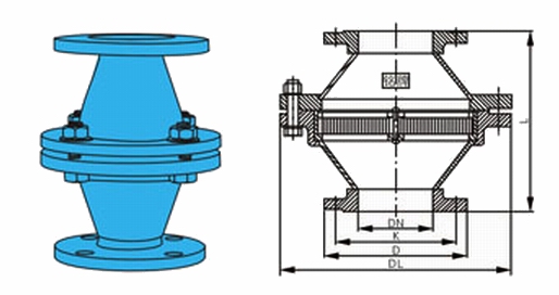 GZW-1管道阻火器外形結(jié)構(gòu)圖 GZW-1管道阻火器(圖1)
