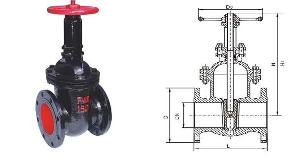 Z41T鑄鐵閘閥外形結構圖 Z41T,Z45T鑄鐵閘閥(圖1)